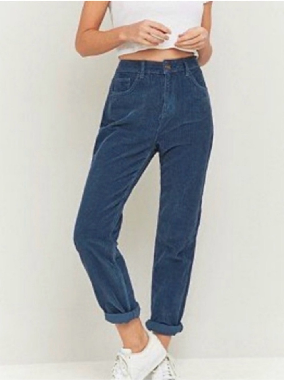 BDG Urban Outfitters Blue Corduroy Mom Pants High Rise Straight Leg Size 28